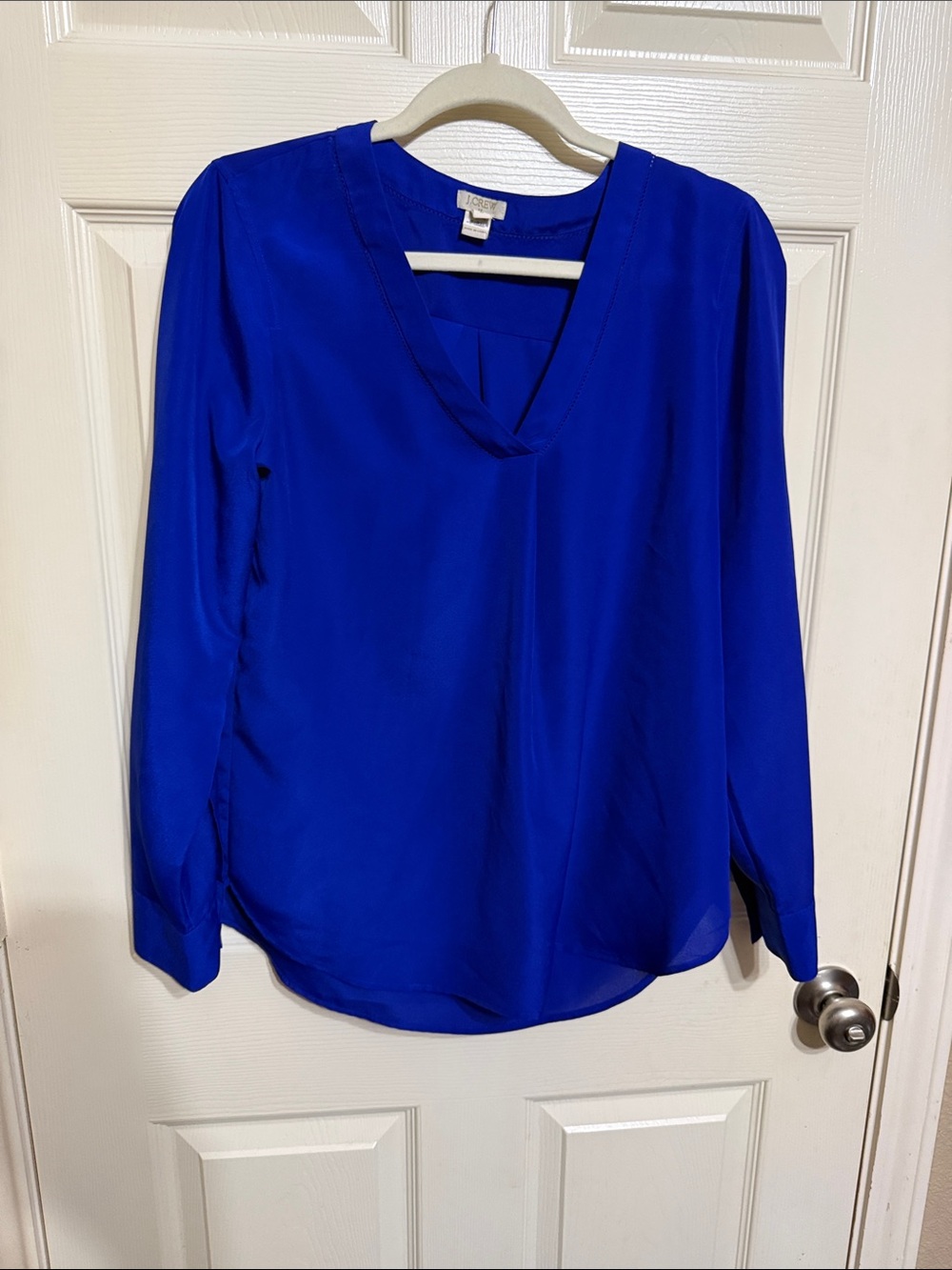 J. Crew Cobalt Blue V-Neck Long Sleeve Blouse